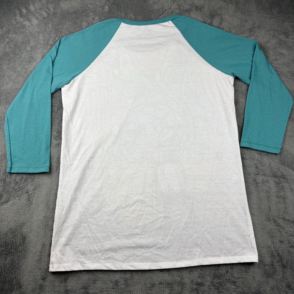 Disney Beauty and the Beast Stained Glass Raglan Tee Hot Topic XL Teal 3/4 Sleev - Picture 6 of 6